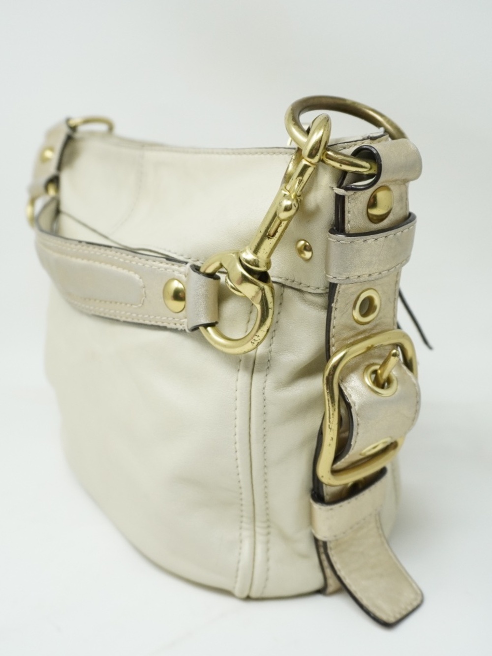 COACH Ivory Leather Zoe Hobo